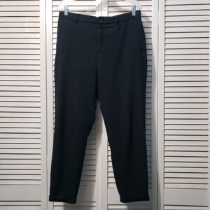 Zara Cropped Casual Ankle Pants Women's Large Black Pockets Folded Cuff Trouser